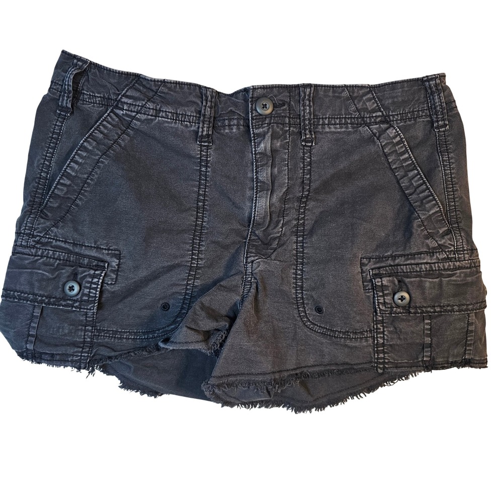 American Eagle Cargo Shorts Womens 6 Black Frayed Hem Stretch Utility 0605U9A